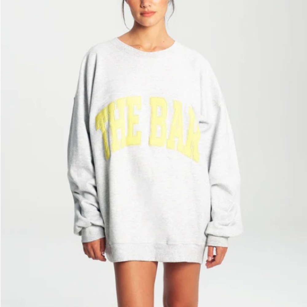 The Bar Light Gray Sweater with Yellow Accents